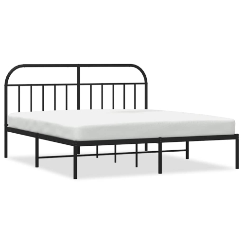 vidaXL 12" Black California King Metal Bed Frame with Headboard No Mattress