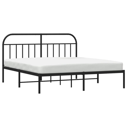 vidaXL 12" Black California King Metal Bed Frame with Headboard No Mattress