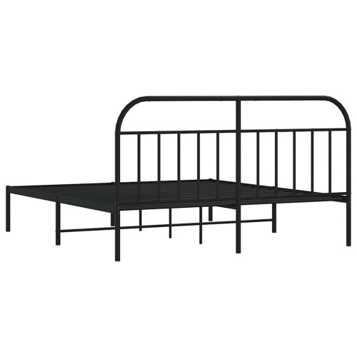 vidaXL 12" Black California King Metal Bed Frame with Headboard No Mattress