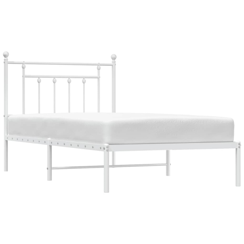 vidaXL 12" White Twin Metal Bed Frame with Headboard No Mattress