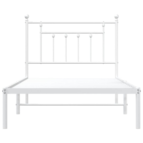 vidaXL 12" White Twin Metal Bed Frame with Headboard No Mattress