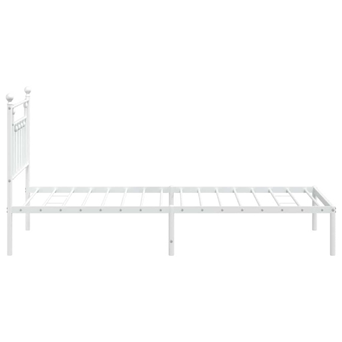 vidaXL 12" White Twin Metal Bed Frame with Headboard No Mattress