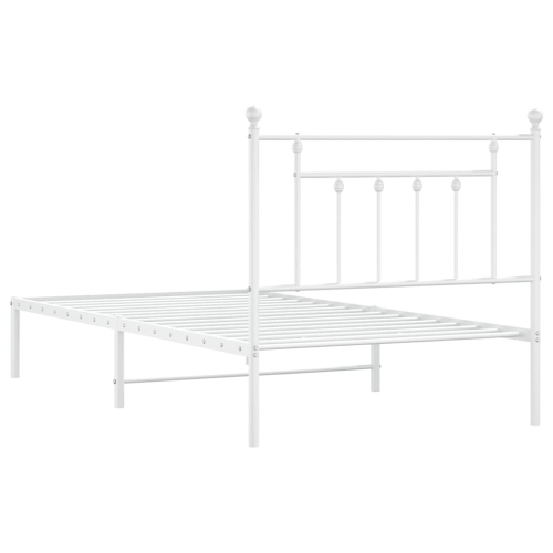 vidaXL 12" White Twin Metal Bed Frame with Headboard No Mattress