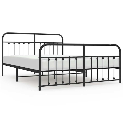 VIDAXL  California King Metal Bed Frame With Headboard & Slats, No Mattress, Easy Assembly In Black