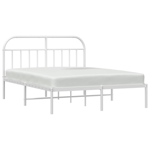 vidaXL 12" White Queen Metal Bed Frame with Headboard No Mattress
