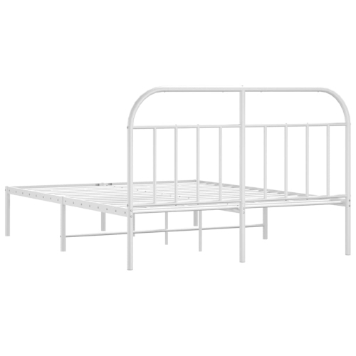 vidaXL 12" White Queen Metal Bed Frame with Headboard No Mattress