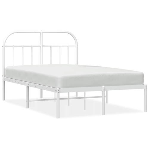 VIDAXL  12" Full Size Metal Bed Frame With Headboard No Mattress In White