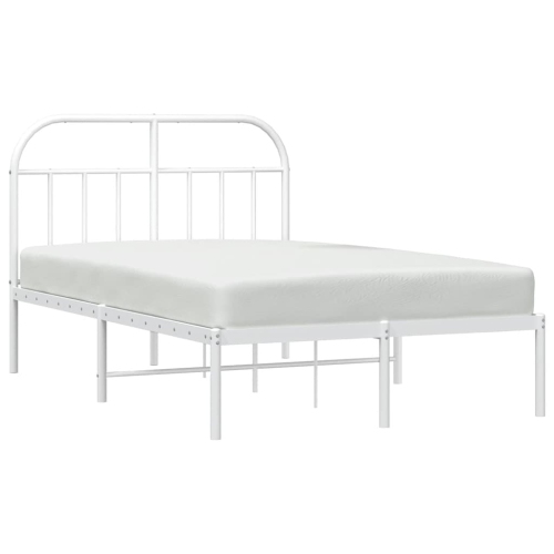 vidaXL 12" White Full Size Metal Bed Frame with Headboard No Mattress