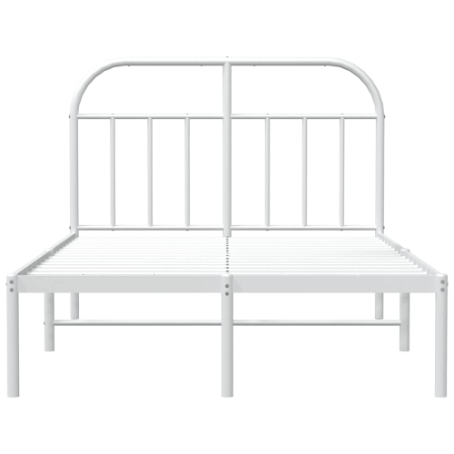 vidaXL 12" White Full Size Metal Bed Frame with Headboard No Mattress