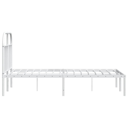 vidaXL 12" White Full Size Metal Bed Frame with Headboard No Mattress