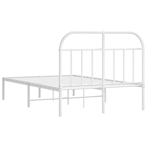 vidaXL 12" White Full Size Metal Bed Frame with Headboard No Mattress