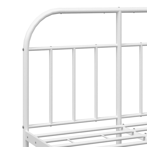 vidaXL 12" White Full Size Metal Bed Frame with Headboard No Mattress
