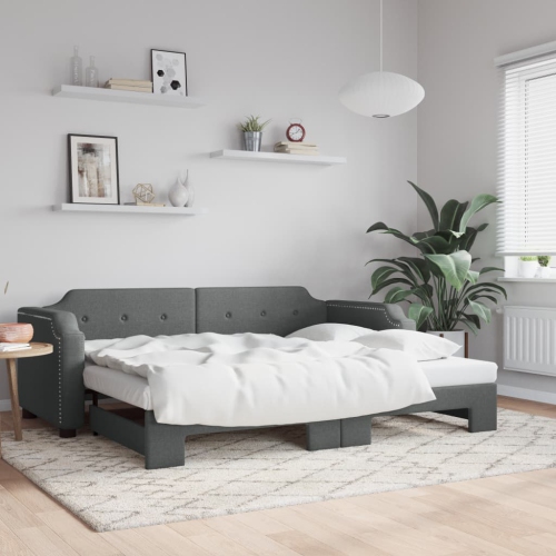 vidaXL Daybed with Trundle without Mattress Dark Grey 100x190 cm