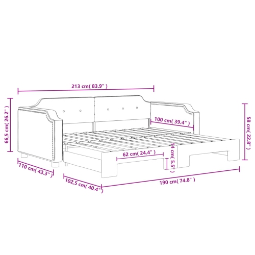 vidaXL Daybed with Trundle without Mattress Dark Grey 100x190 cm