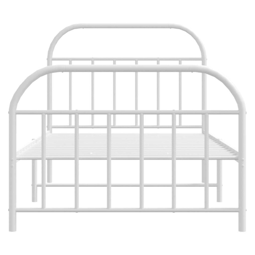 vidaXL 12" White Twin XL Metal Bed Frame with Headboard & Footboard No Mattress