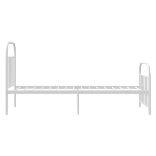 vidaXL 12" White Twin XL Metal Bed Frame with Headboard & Footboard No Mattress