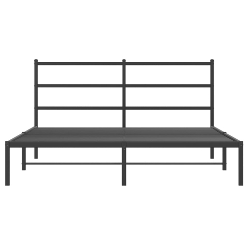vidaXL Metal Bed Frame without Mattress with Headboard Black 150x200cm