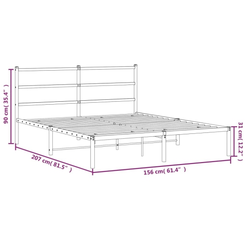 vidaXL Metal Bed Frame without Mattress with Headboard Black 150x200cm