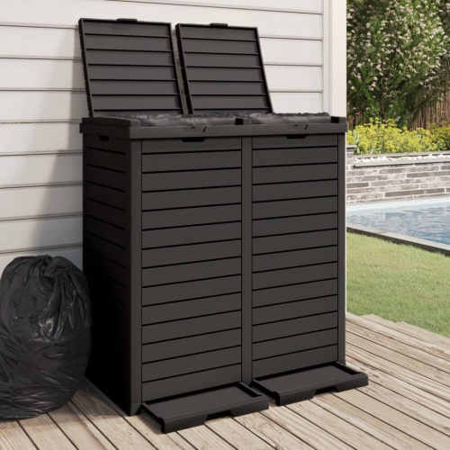 vidaXL Outdoor Garbage Bin Black 78x41x86 cm Polypropylene