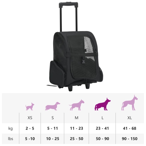 vidaXL Foldable Multipurpose Pet Trolley Black