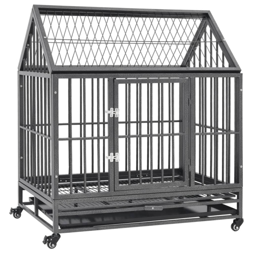 VIDAXL  Dog Cage With Wheels And Roof Steel 92X62X106 Cm