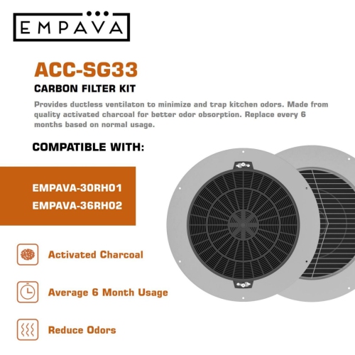 Empava – Ensemble 1 de 2 filtres au charbon pour hotte 30RH01, 36RH02