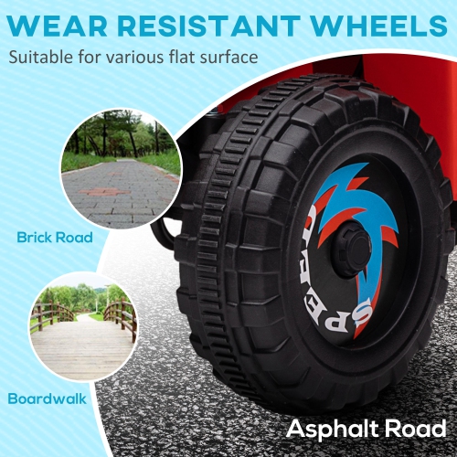 Aosom 6V Kids ATV Quad, Battery Powered Electric Vehicle for Kids with Back Trailer, Wear-resistant Wheels, for Boys and Girls - Red