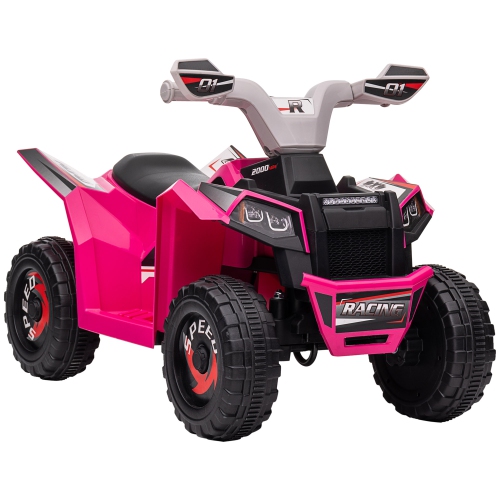 Aosom 6V Kids ATV Quad, Battery Powered Electric Vehicle for Kids with Wear-resistant Wheels, for Boys and Girls Aged 18-36 Months, Pink