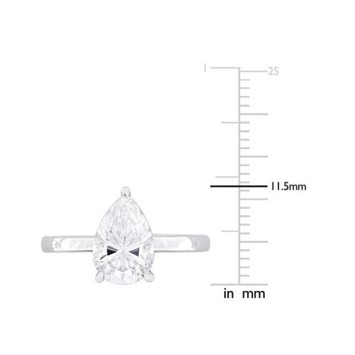 2.00 Carat Lab-Created Pear-Cut Moissanite Engagement Ring in Sterling Silver