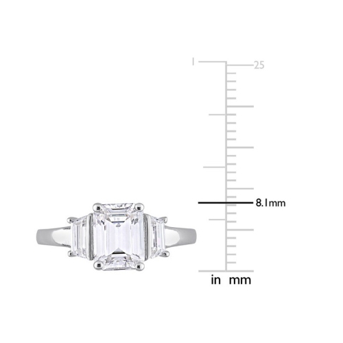 2.30 Carat Lab-Created Three-Stone Moissanite Engagement Ring in Sterling Silver