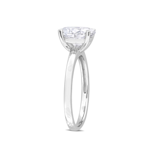 2.00 Carat Lab-Created Oval Solitaire Moissanite Engagement Ring in Sterling Silver
