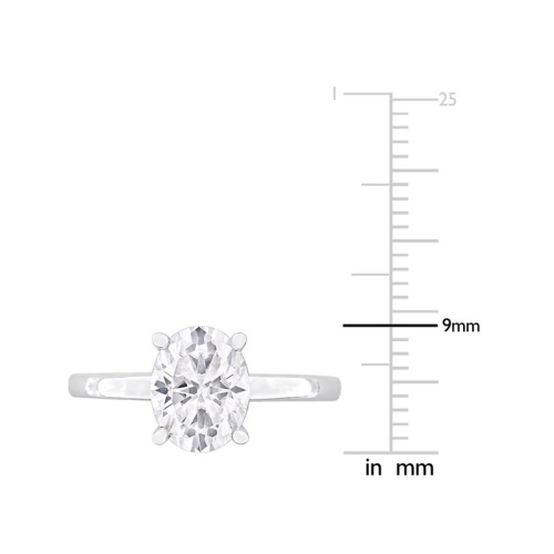 2.00 Carat Lab-Created Oval Solitaire Moissanite Engagement Ring in Sterling Silver