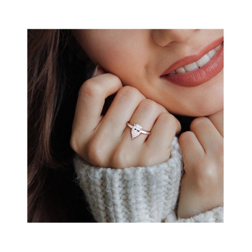 Bague de fiançailles en argent sterling avec moissanites synthétiques en forme de poire d'2,00&nbsp;carat