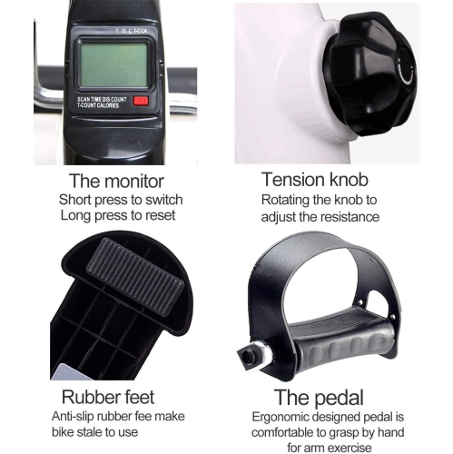 New Version Mini Exercise Bike Pedal Exerciser with LCD Monitor for Leg and Arm Exercise