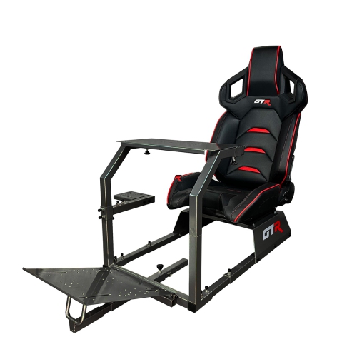 GTR Simulator GTA Model Racing Simulator Cockpit with Black/Red Adjustable Leatherette Pista Seat