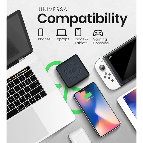 InfinaCore P3 Pandora Portable Power Bank iPhone & Android 3in1 8000mAh FastCharge Wireless Charger - Charger USB C & USB 2.0 Cables - W/Global