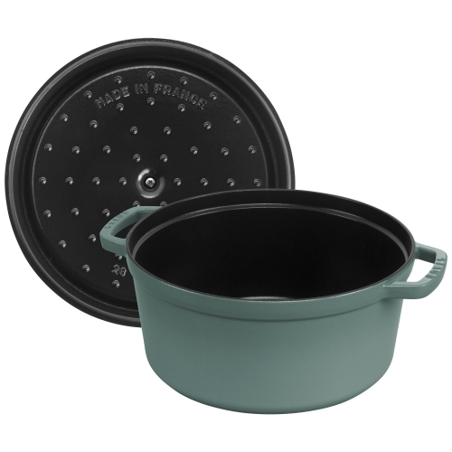 STAUB La Cocotte 6.75 L Cast Iron Round Cocotte, Eucalyptus