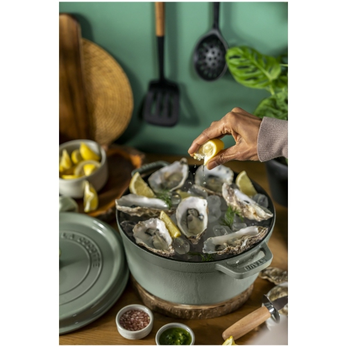 STAUB La Cocotte 6.75 L Cast Iron Round Cocotte, Eucalyptus