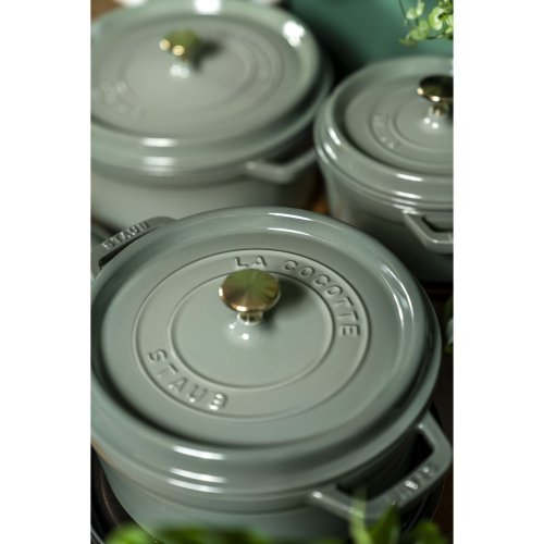 STAUB La Cocotte 6.75 L Cast Iron Round Cocotte, Eucalyptus