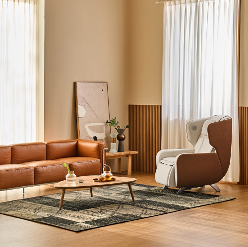 Bodyfriend Familie Reclining Massage Chair with Multi Massage Modes and Rotatable Footrest-Brown/Leather - FREE SHIPPING