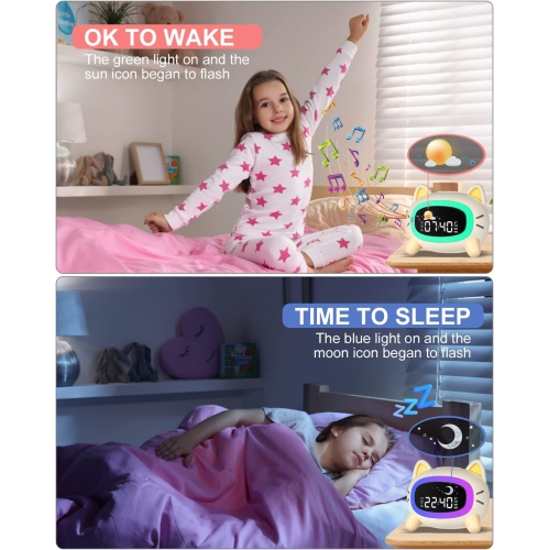 Uplayteck Kids Alarm Clock Ok to Wake and Grow Clock for Kids with 5 Adjustable Light and 4 Level Sounds Toddler Sleep Trainer for Boys and Girls