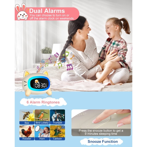 Uplayteck Kids Alarm Clock Ok to Wake and Grow Clock for Kids with 5 Adjustable Light and 4 Level Sounds Toddler Sleep Trainer for Boys and Girls