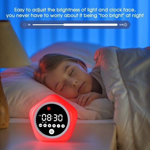 Kids Alarm Clock, Toddler Sleep Training Clock with Night Lights, Ok to Wake Clock for Children