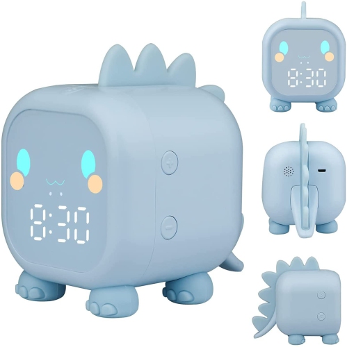 Kids Alarm Clock, Dinosaur Digital Alarm Clock,Cute Bedside Clock for Boys Girls, Snooze Mode/Temperature Display/Countdown Timer/Night Light/Voice C