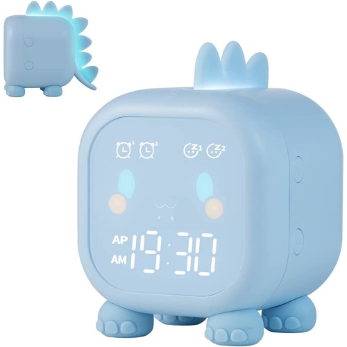 Kids Alarm Clock, Dinosaur Digital Alarm Clock,Cute Bedside Clock for Boys Girls, Snooze Mode/Temperature Display/Countdown Timer/Night Light/Voice