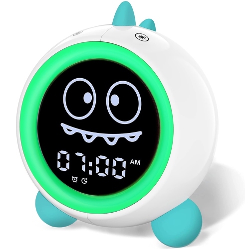 Kids Alarm Clock, Toddler Sleep Training Clock with Night Lights, Sound Machine, Time to Wake Dinosaur Alarm Clock for Children