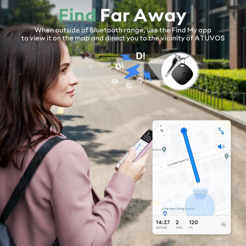 ATUVOS Smart Bluetooth Tracker Tag 1 Pack, Key Finder Works with Apple Find My, Android NOT Supported. Item Locator for Luggage, Suitcase, Wallets,