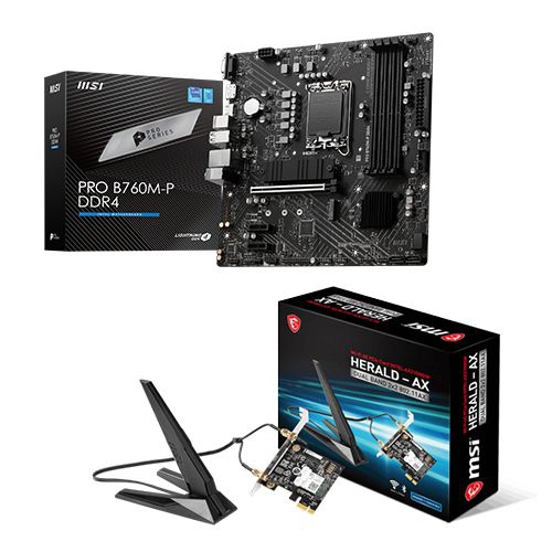 MSI  Pro B760M-P Ddr4 Motherboard & PCie Wifi 6E Card Bundle