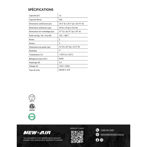 New Air Commercial 55" 13 Cu. Ft. Curved Glass Ice Cream Freezer - White/Grey