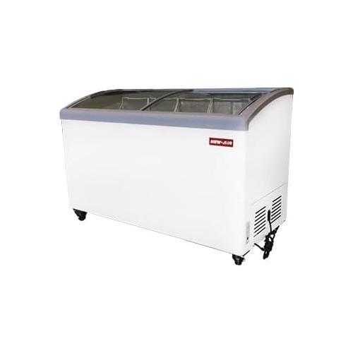 New Air Commercial 49" 11.5 Cu. Ft. Curved Glass Ice Cream Freezer - White/Grey